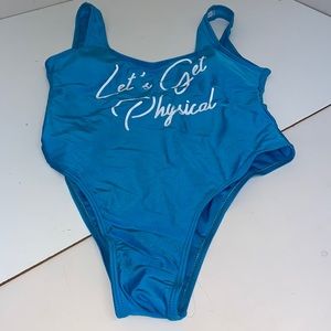 womens let’s get physical one piece bathing suit size medium